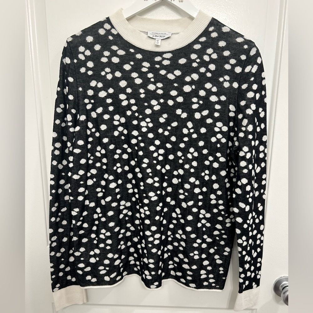 & Other Stories M Dots Spots Crewneck Sweater Chic Office Work Business Casual